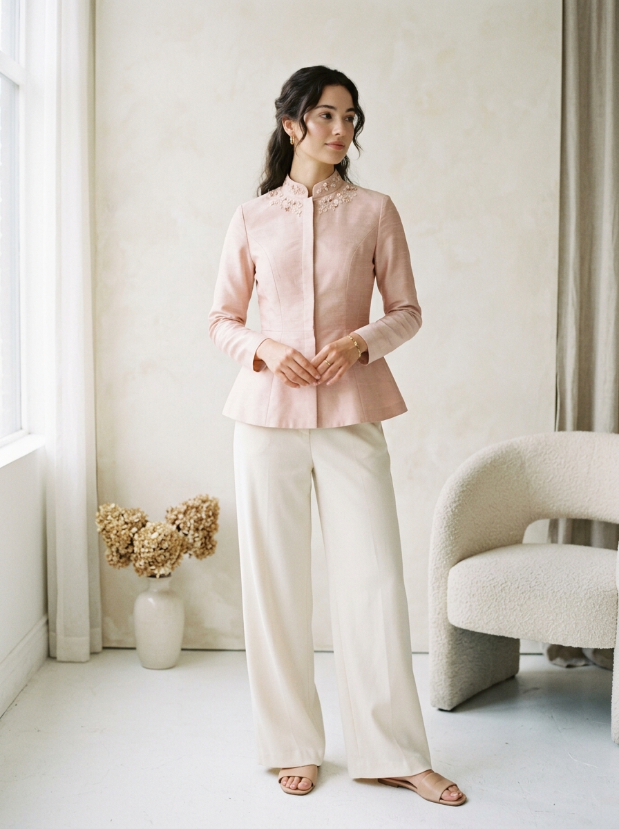 Áo Kiểu Peplum Tơ Tằm Thêu Tay - Colette