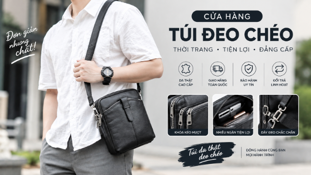 Túi đeo chéo da bò 