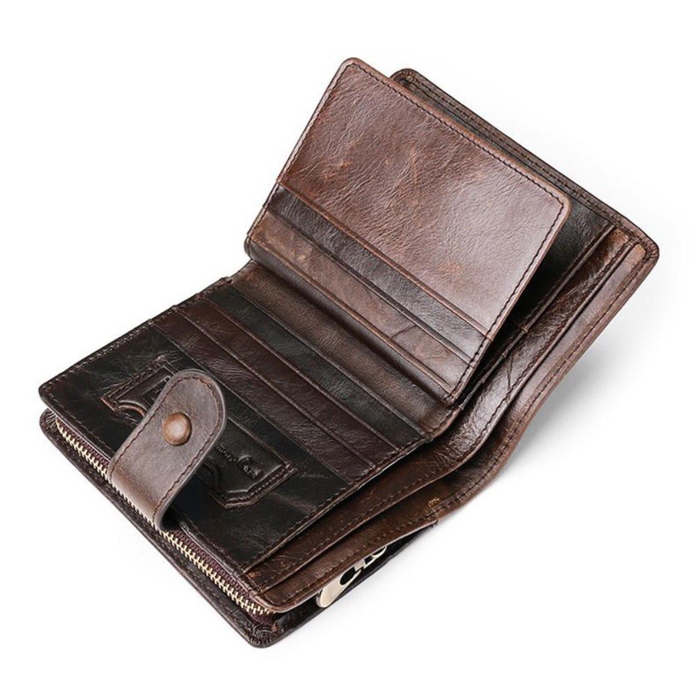 Ví gấp da bò khoá kéo- 4514105