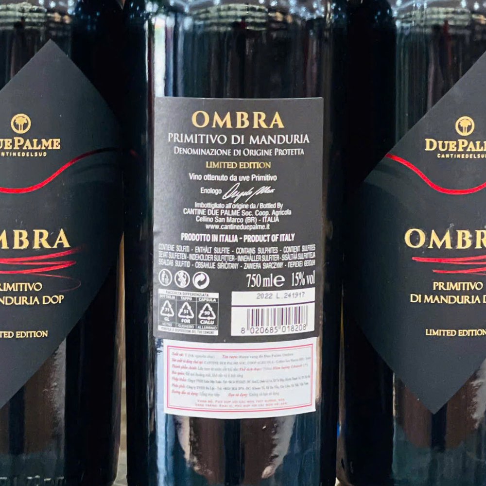 Vang Ý Ombra Due Palme 15%