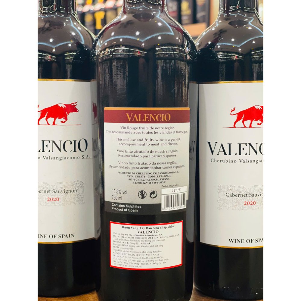 Vang Tây Ban Nha Valencio Cabernet Sauvignon 13,5%