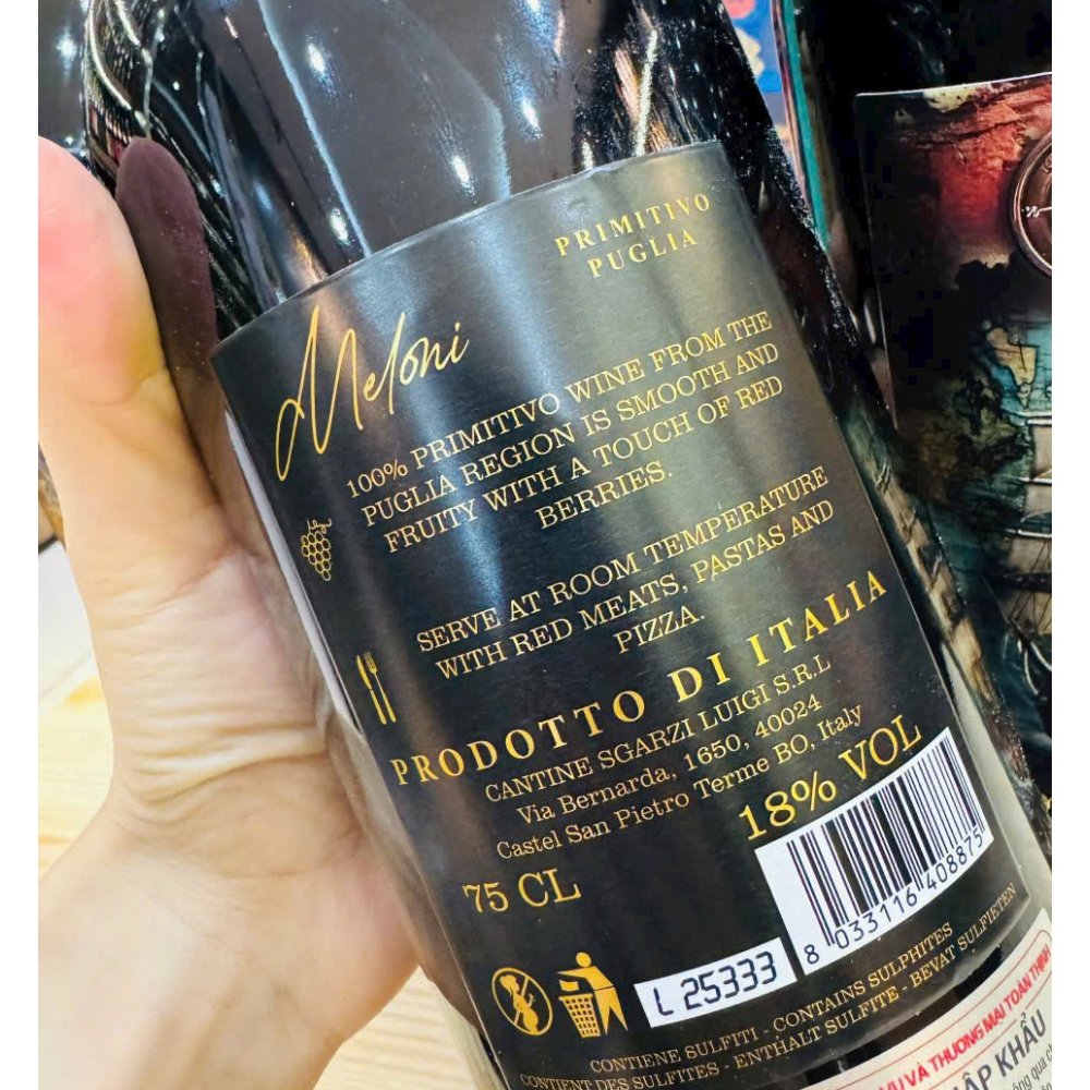 Vang Ý Meloni Primitivo 18%
