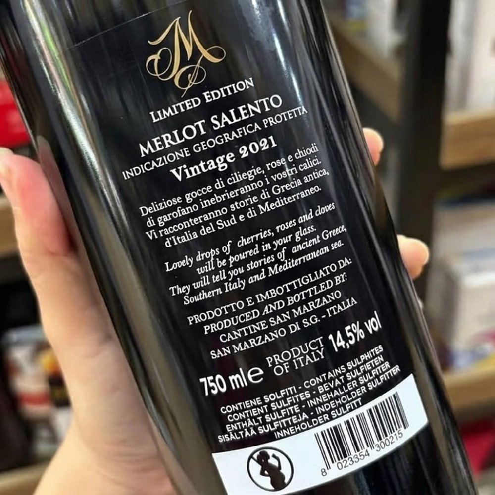 Vang Ý M Limited Merlot Salento - Vang chữ M 14.5%