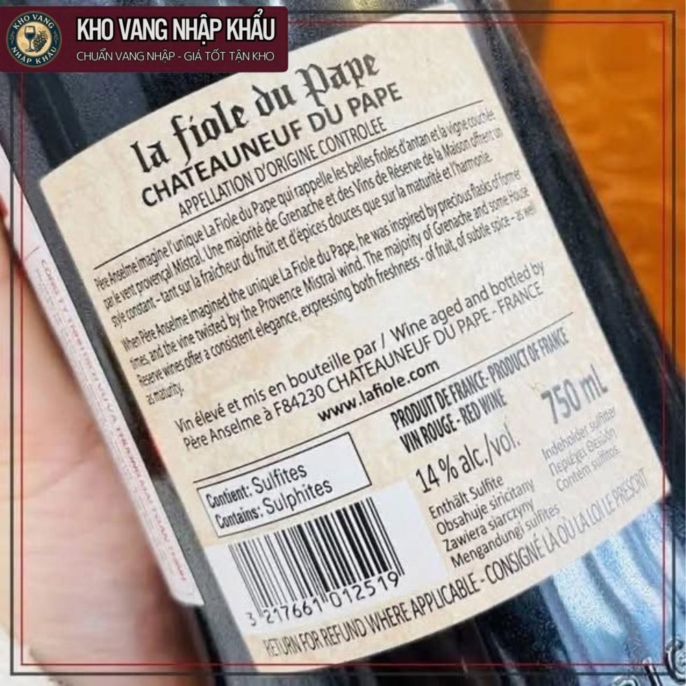 Vang Pháp Vẹo La Fiole Du Pape Chateauneuf du Pape 13.5%