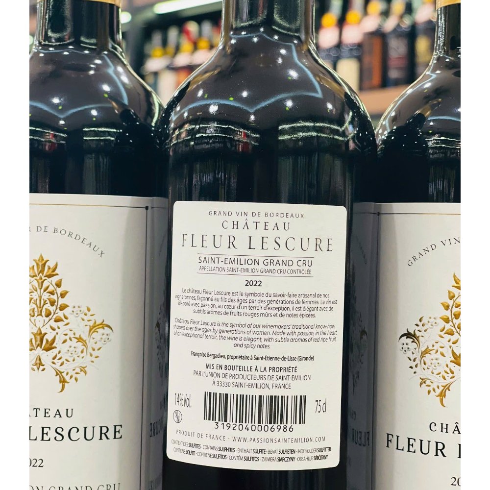 Vang Pháp Chateau Fleur Lescure Saint Emilion Grand Cru 14%
