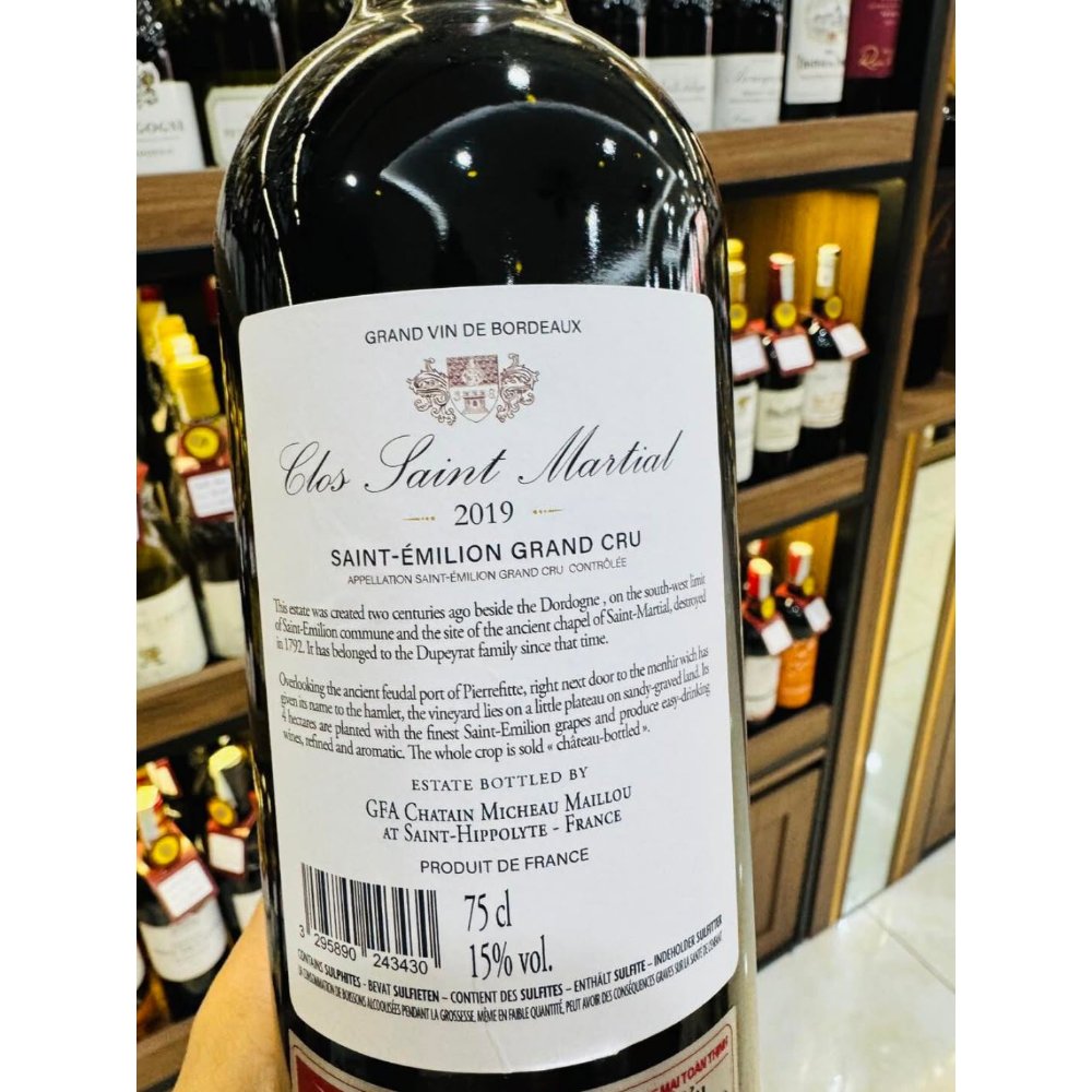 Vang Pháp Clos Saint Martial Saint Emilion Grand Cru 15%
