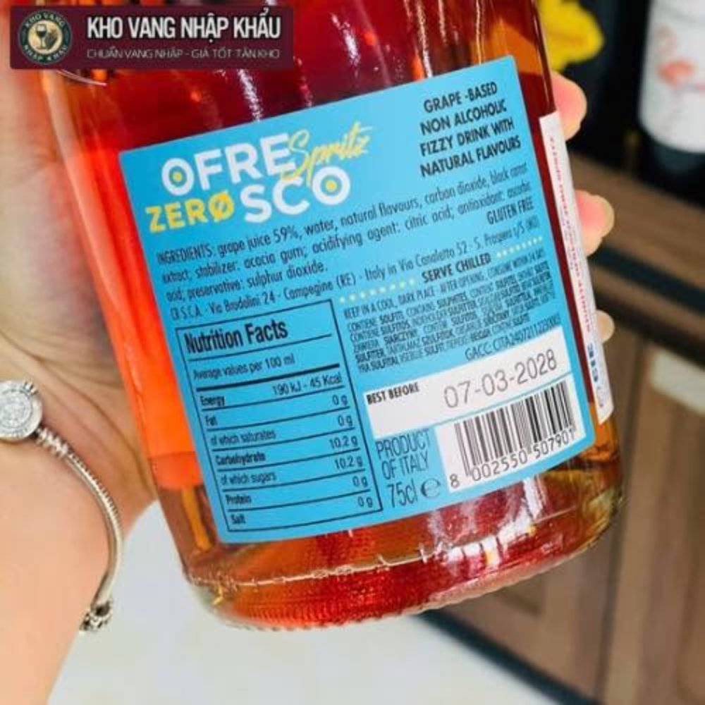 Vang Nổ Ofresco Spritz Zero Riunite 0% 