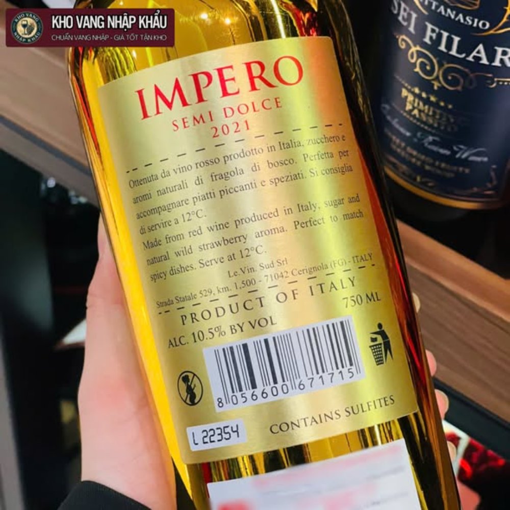 Vang Ý Impero Semi Dolce (Đỏ - Vàng) 10.5%