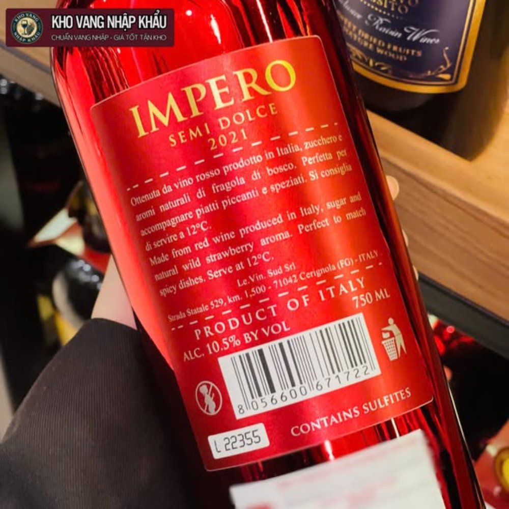 Vang Ý Impero Semi Dolce (Đỏ - Vàng) 10.5%
